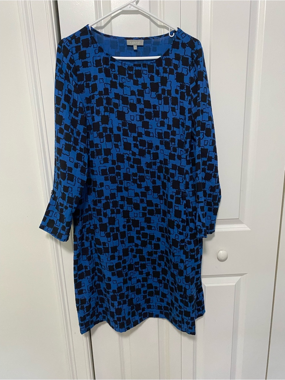 Habitat Blue and Black Abstract Print Long Shift Dress Pockets